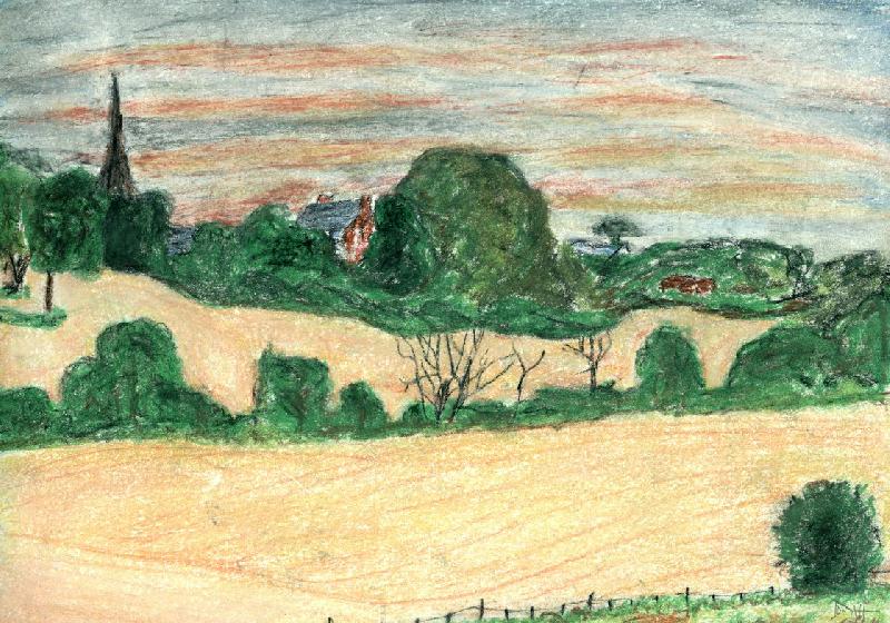 Church & rectory over Church Fields