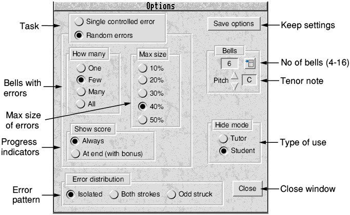 Options window diagram